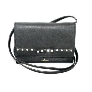 Kate Spade Laurel Way Summer Jeweled Crossbody Wallet Black Leather WLRU5195
